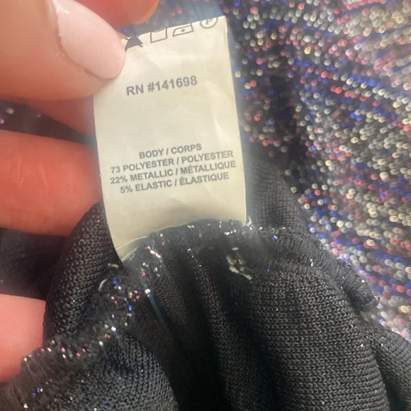 Ramy Brook Charlize Keyhole-Front Metallic Top Size L in Purple Multi - Picture 11 of 16